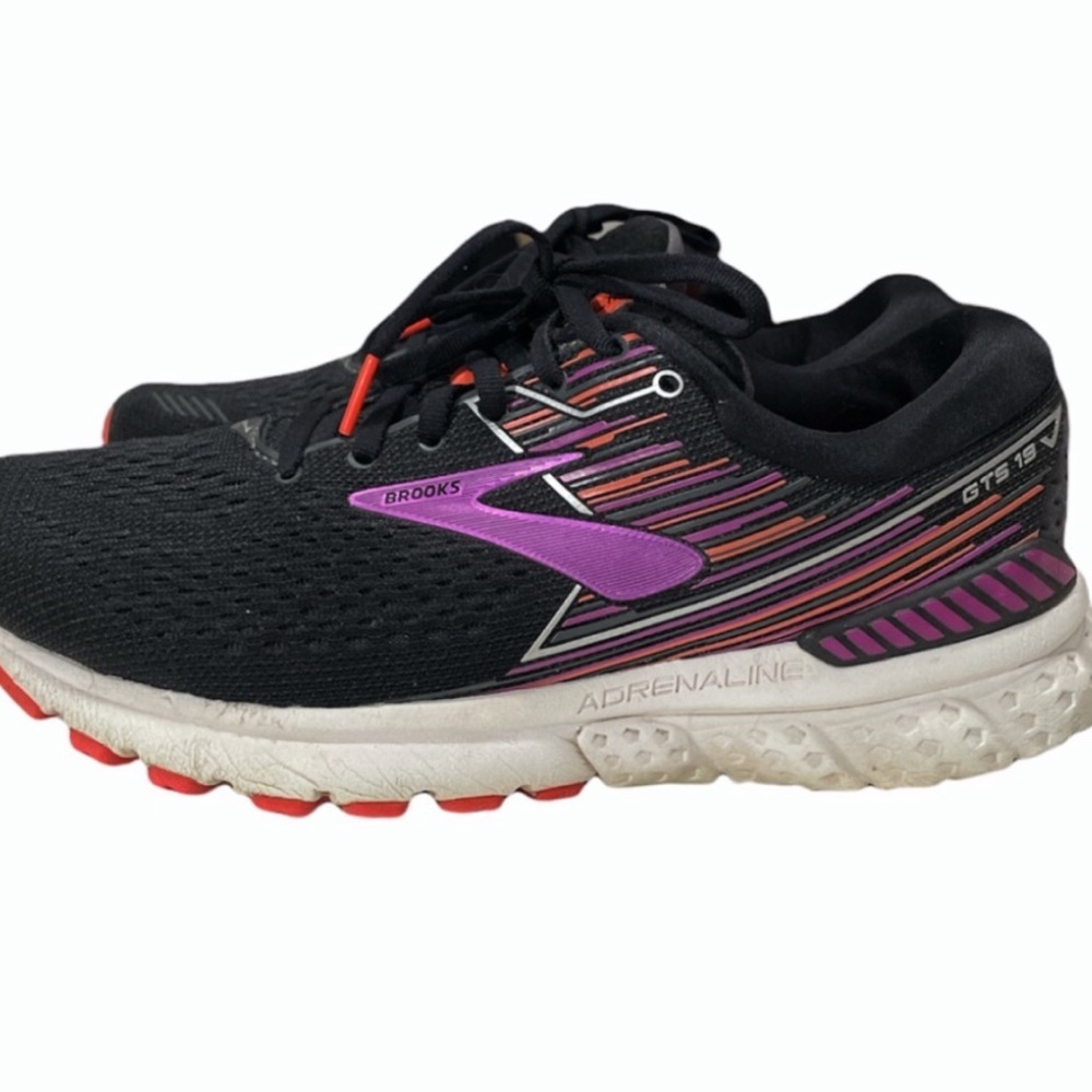 BROOKS Adrenaline GTS 19 Running Sneakers Shoes Black Purple Size 8 - Picture 2 of 7